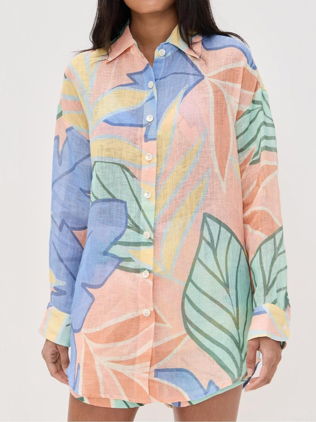 Amandine | Robe Courte Imprimée Feuilles Tropicales