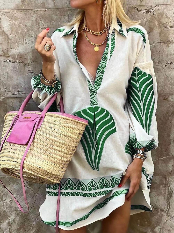 Flore | Robe Mini d'Été avec Imprimé Unique Simple et Tropical