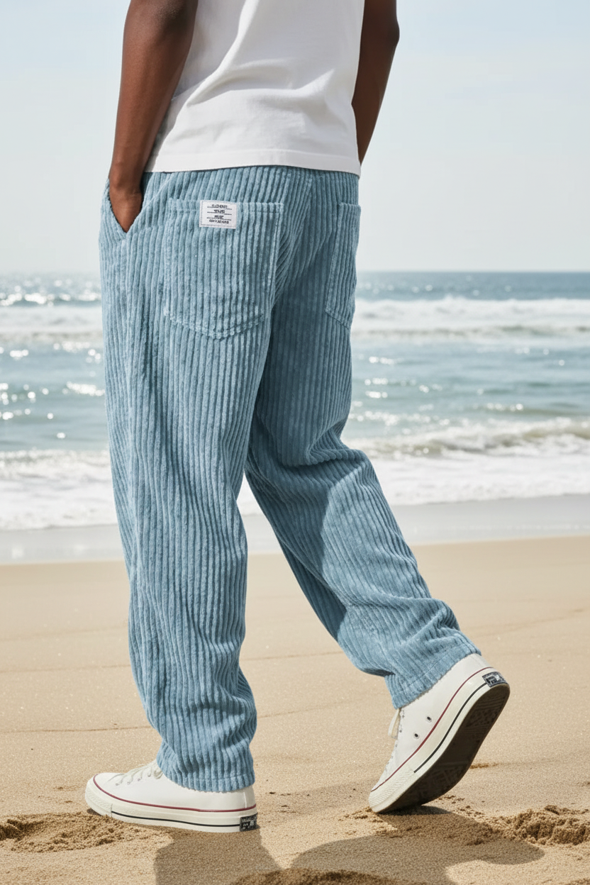 Enzo - Pantalons en Velours Côtelé avec Taille Élastique