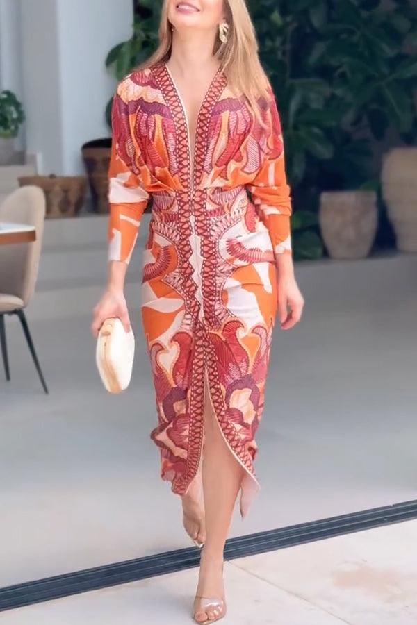 Eva | Robe Midi Dolman Imprimée Unique Sun Escape