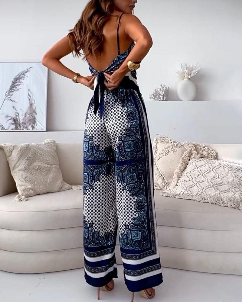 Helen | Ensemble élégant de deux pièces avec top à lacets et pantalon prêt pour les vacances