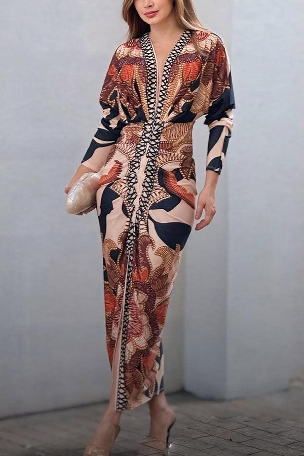 Eva | Robe Midi Dolman Imprimée Unique Sun Escape