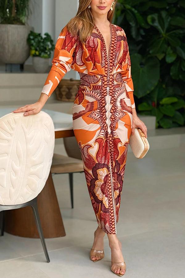 Eva | Robe Midi Dolman Imprimée Unique Sun Escape