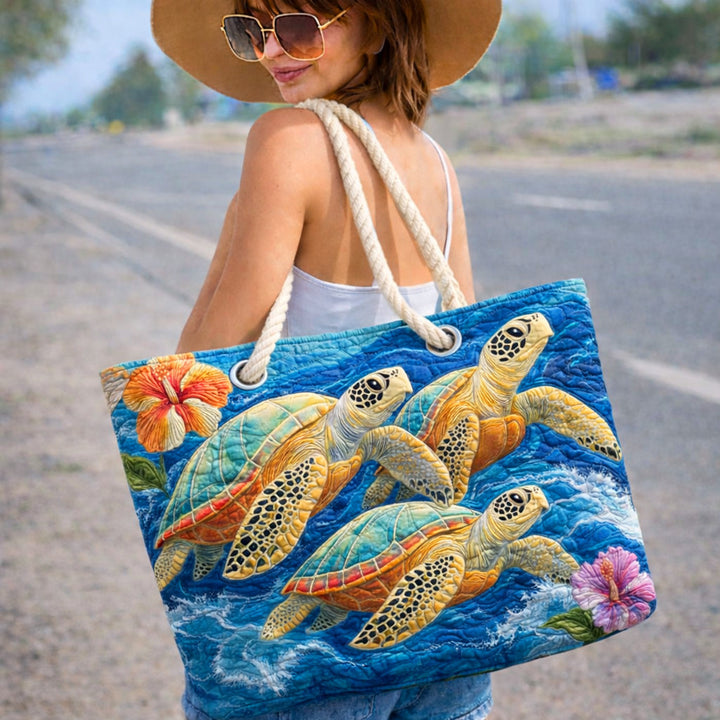 Sac de plage fait à la main | Tortue de mer II
