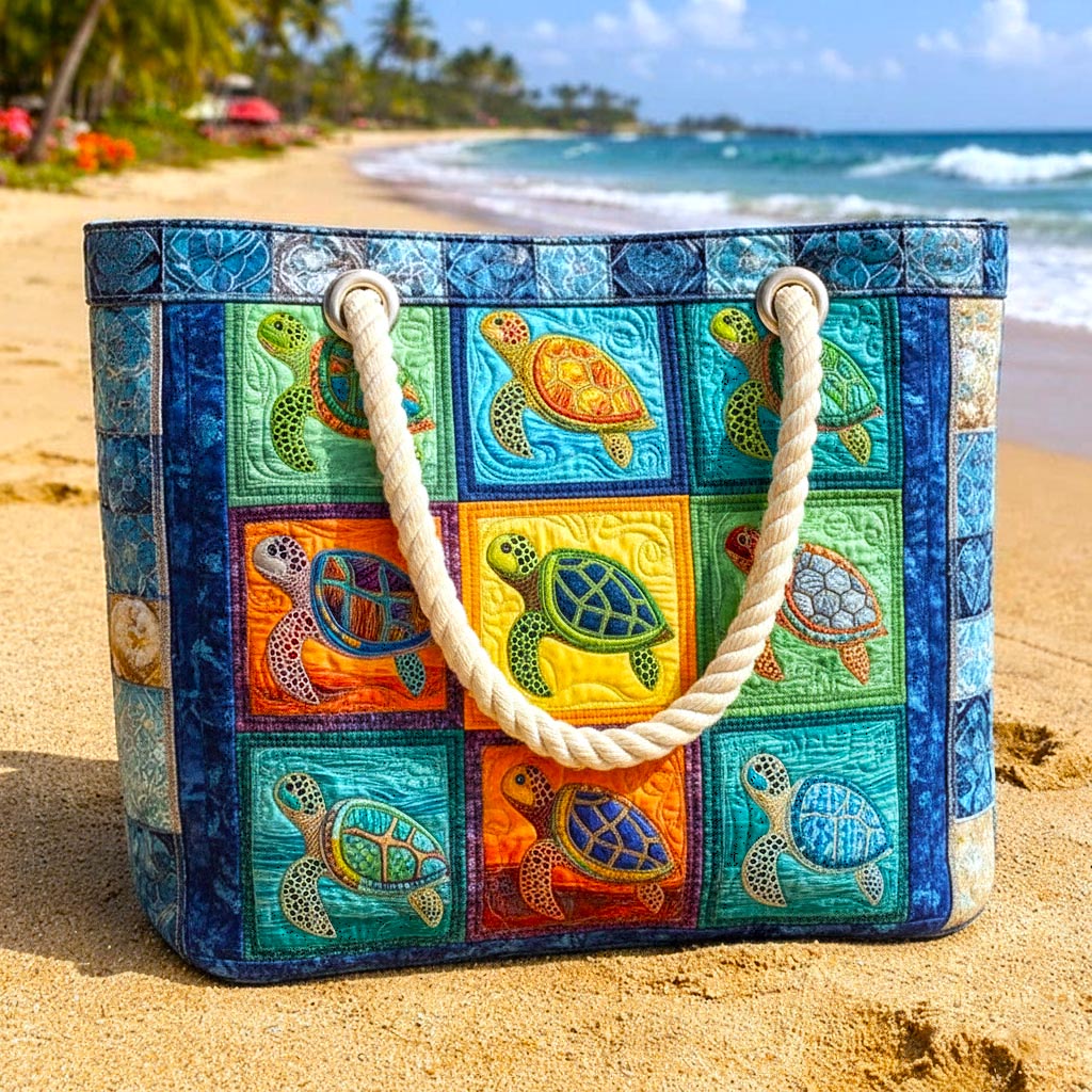 Sac de plage fait main | Tortue tranquille