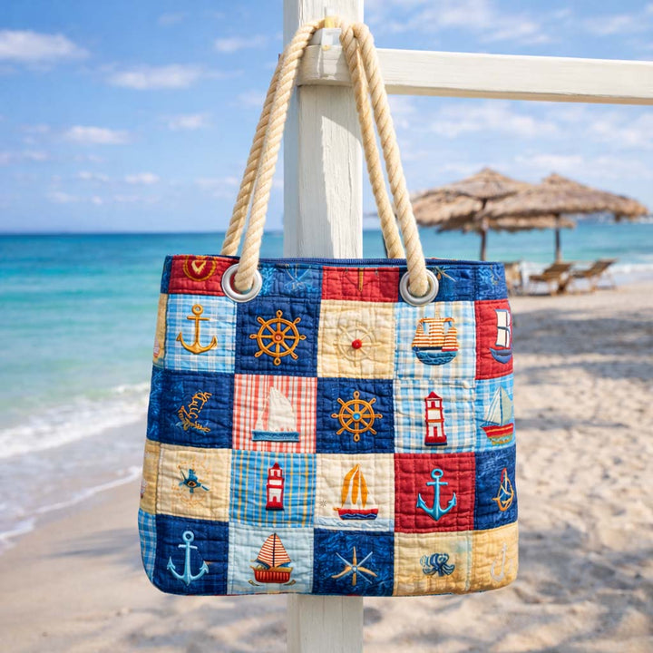 Sac de plage fait main | Patchwork marin