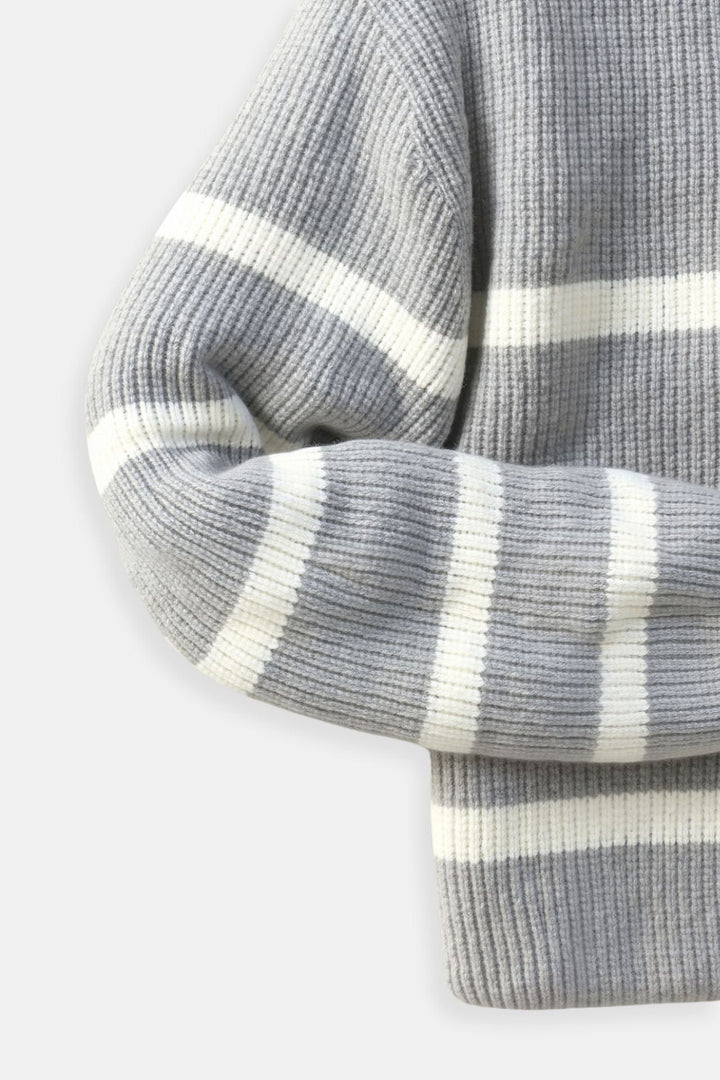 Mathis - Pull à Col Zippé Rayé