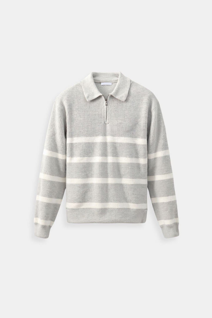 Mathis - Pull à Col Zippé Rayé