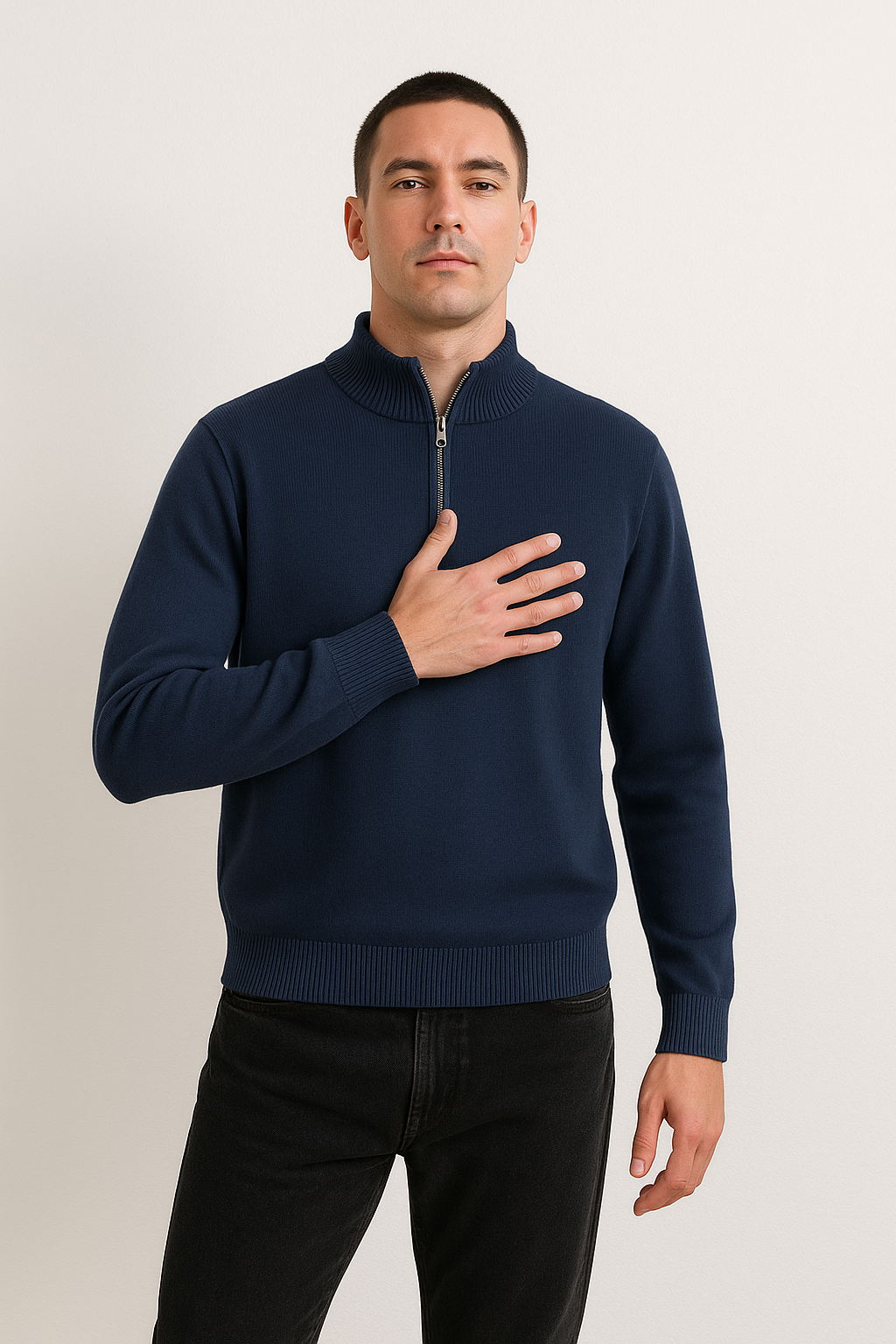Pull en Tricot - Demi-Fermeture