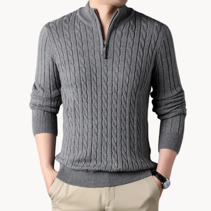 Théo - Pull en Maille avec Zipper Court