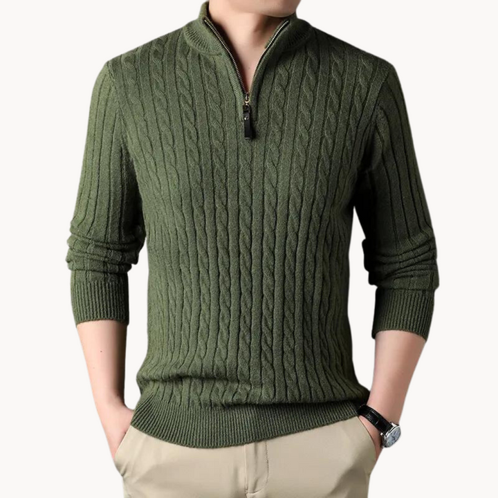 Théo - Pull en Maille avec Zipper Court