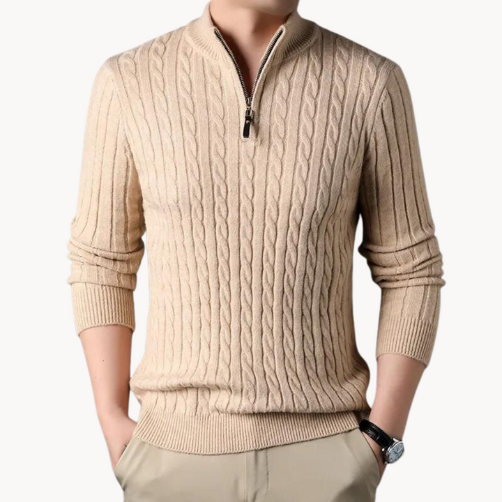 Théo - Pull en Maille avec Zipper Court