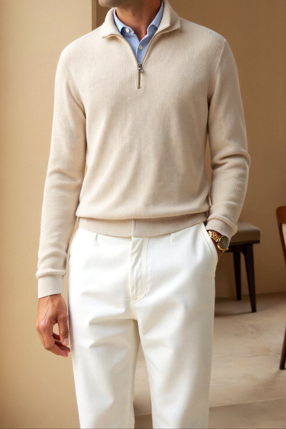 Sweater à Col Haut avec Fermeture Éclair