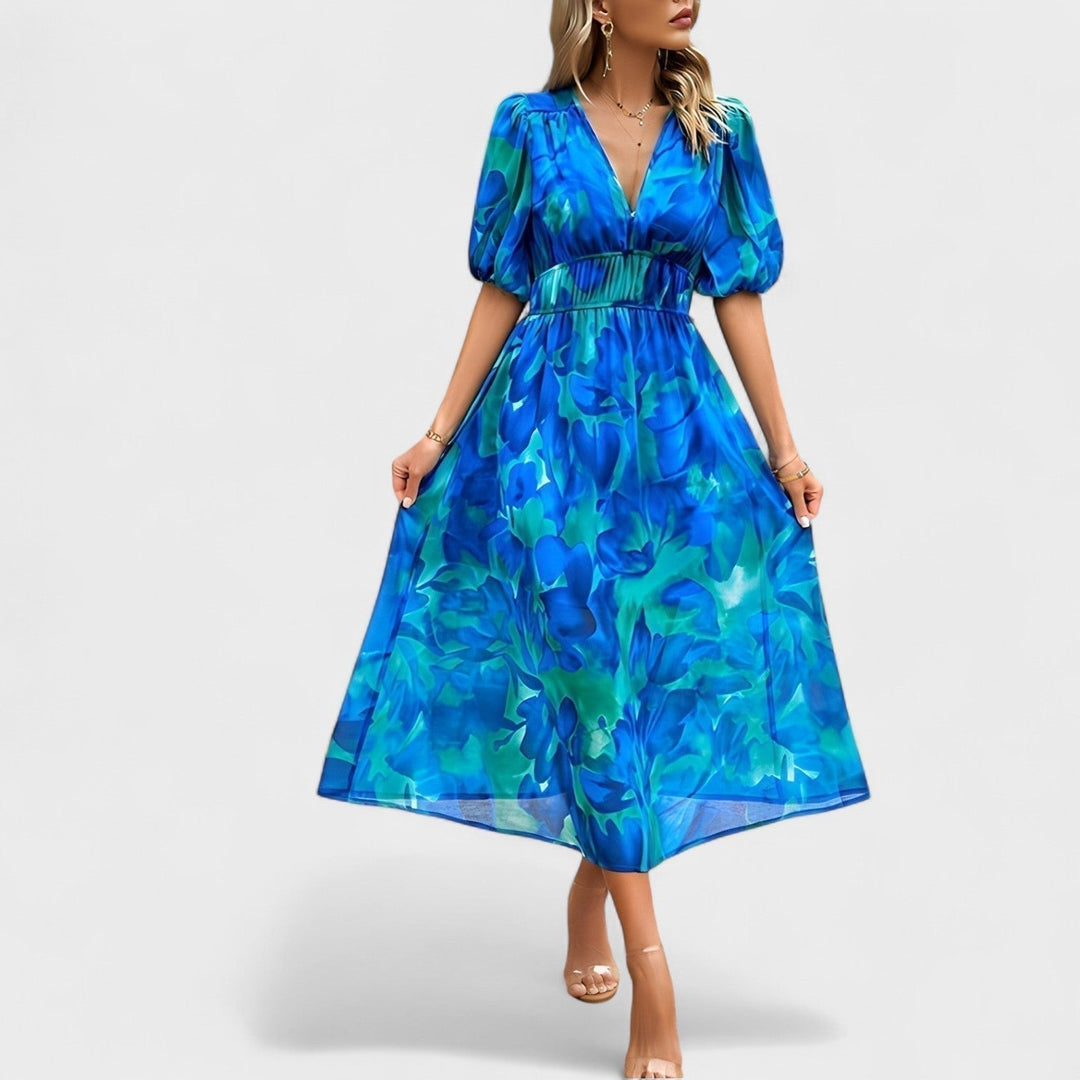 Clara - Robe Midi Élégante à Fleurs