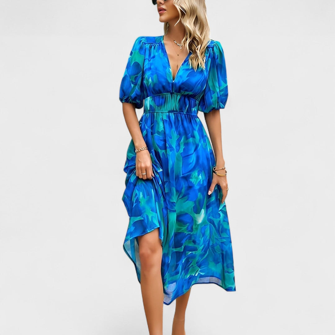 Clara - Robe Midi Élégante à Fleurs