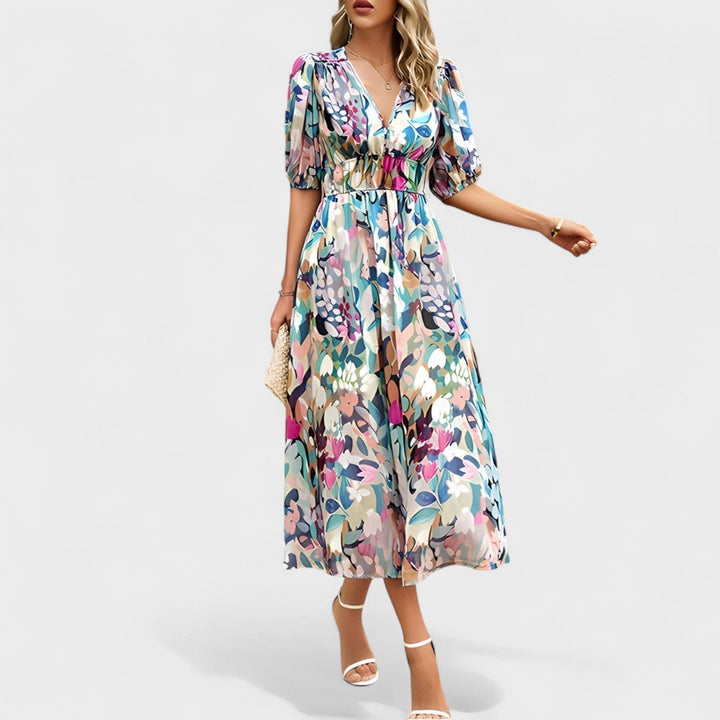 Clara - Robe Midi Élégante à Fleurs