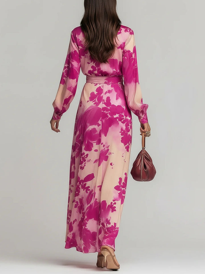Julia | Robe Maxi Fleurie avec Décolleté en V et Ceinture