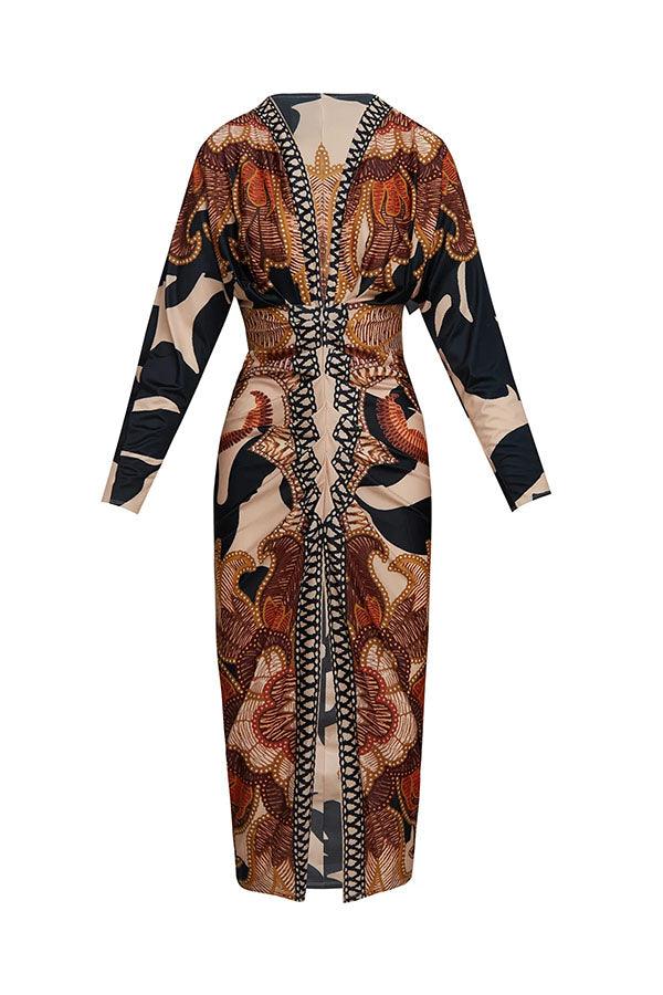 Eva | Robe Midi Dolman Imprimée Unique Sun Escape