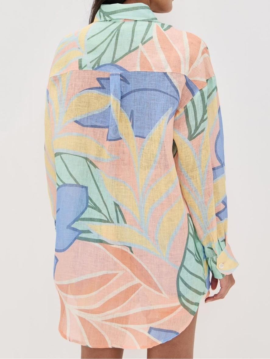 Amandine | Robe Courte Imprimée Feuilles Tropicales