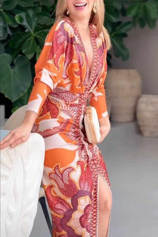 Eva | Robe Midi Dolman Imprimée Unique Sun Escape