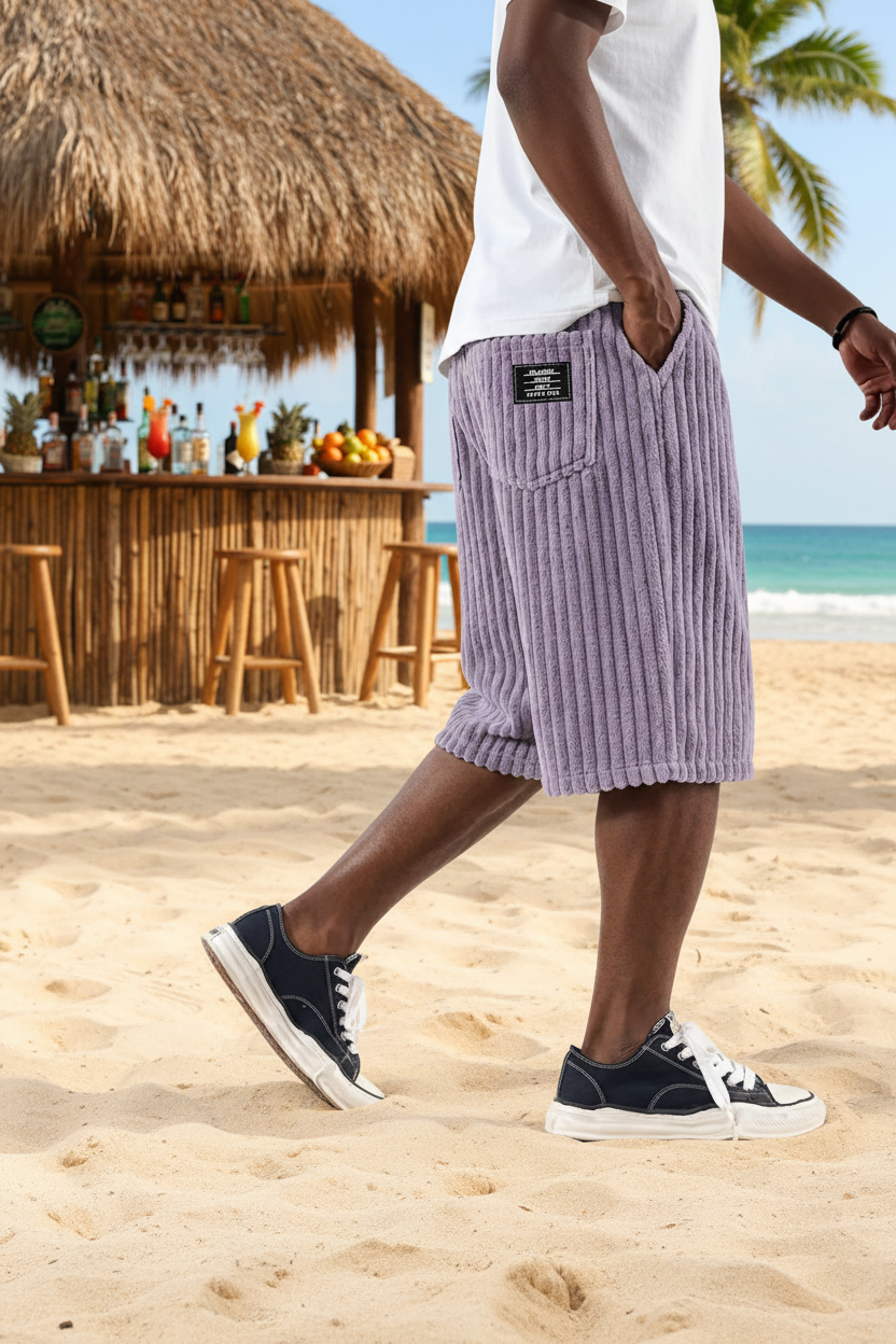 Sylvain - Shorts en Velours Côtelé avec Broderie
