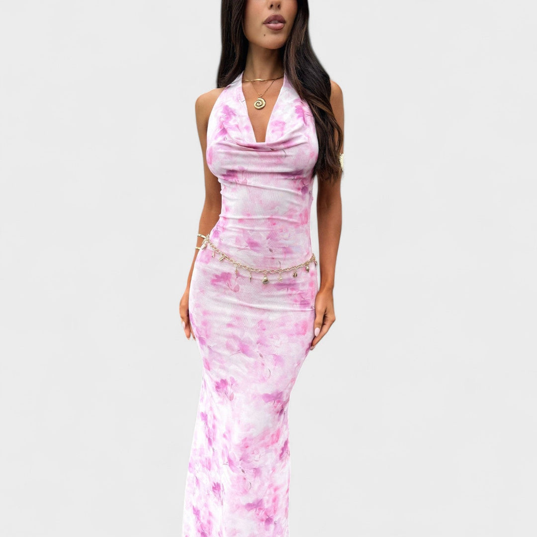 Mara - Robe à fleurs roses